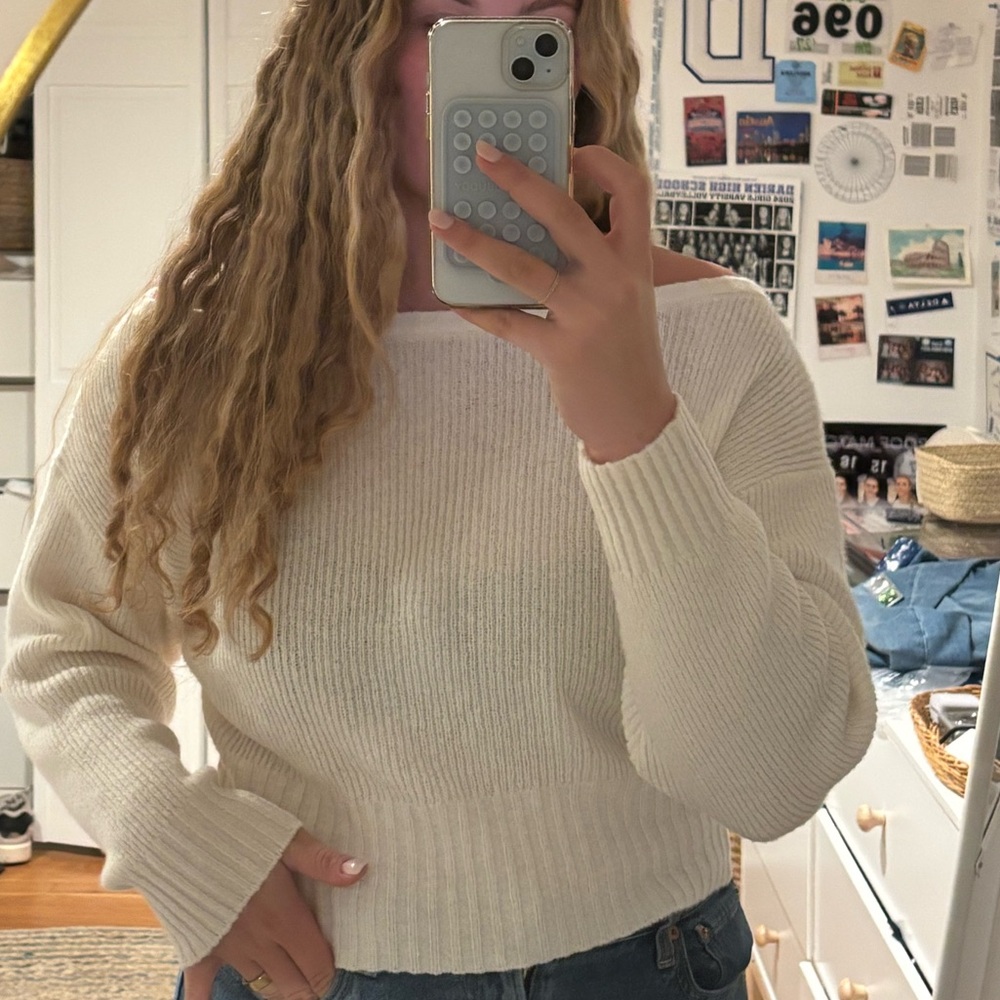 Pacsun Cream Rib-Knit Women's Sweater